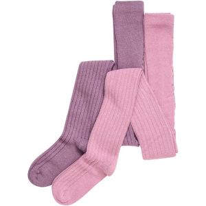 Minymo Wool Stocking Rib 2 Pack Tights Roze 24 Months-3 Years