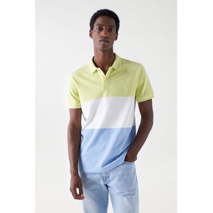Salsa Jeans Color Block Piquet Regular Fit Short Sleeve Polo Groen XL Man