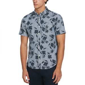 Original Penguin Chambray Stretch Aop Floral Overhemd Met Korte Mouwen