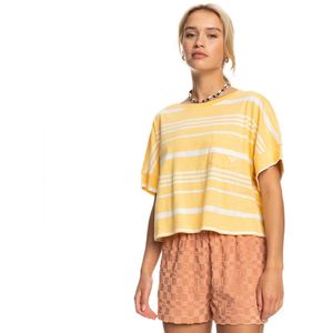 Roxy Stripy Sand Short Sleeve T-shirt Geel M Vrouw