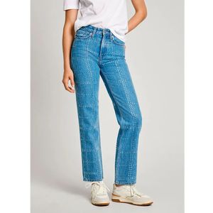 Pepe Jeansvoor vrouwen. PL204832 Jeans recht Glitter blauw (24/32), Casual, Katoen, Denim