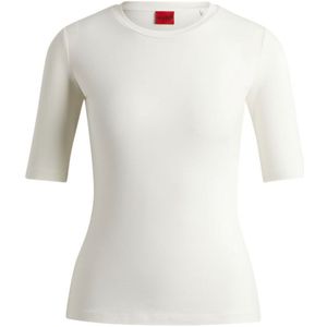 Hugo Darnelia 10259804 Short Sleeve T-shirt Beige M Vrouw