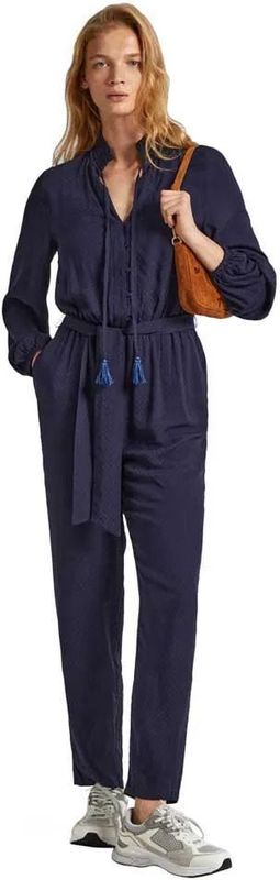 Pepe Jeans - Casandra - Jumpsuit - Lange Jumpsuit - Vloeiende Stof - Hoge Kraag