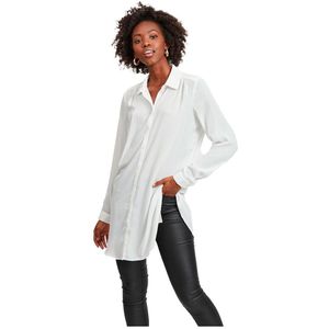 Vila Lucy Button Long Sleeve Tunic Shirt Wit 40 Vrouw