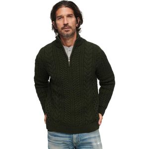 Superdry Vintage Jacob Henley Half Zip Sweater Groen S Man