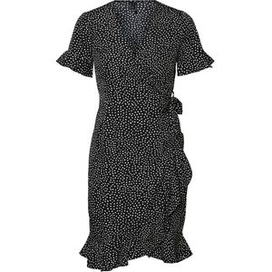 Vero Moda Henna 2/4 Wrap Frill Short Dress Zwart XS Vrouw