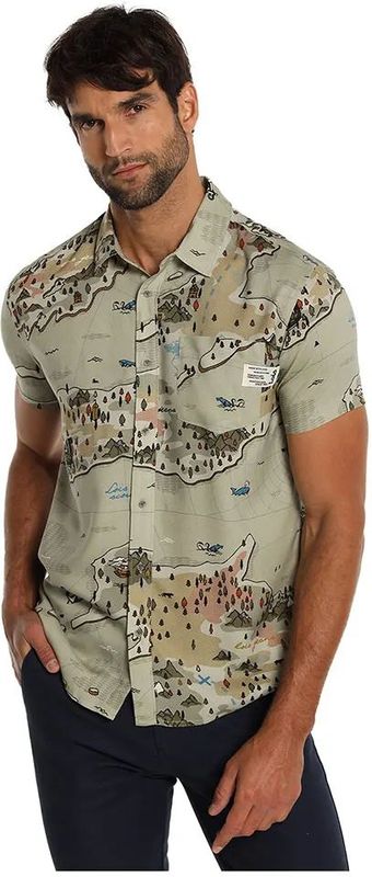 Lois - Casual Overhemd - Groen - Katoen - Korte Mouwen - Scoutprint