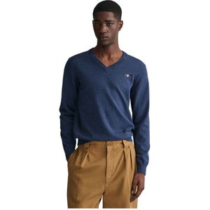 Gant Classic Cotton V Neck Sweater Blauw L Man