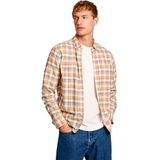 Pepe Jeans - PM308732 Manel - Overhemd - Beige - Lange Mouwen - Biologisch Katoen - Duurzaam