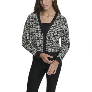 Dkny Logo Jacquard Long Cardigan