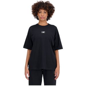 New Balance Essentials Graphic Jersey Oversized Short Sleeve T-shirt Zwart XS Vrouw