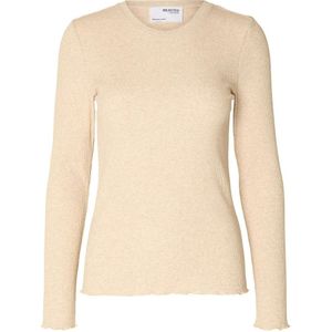 Selected Anna Long Sleeve T-shirt Beige 2XL Vrouw
