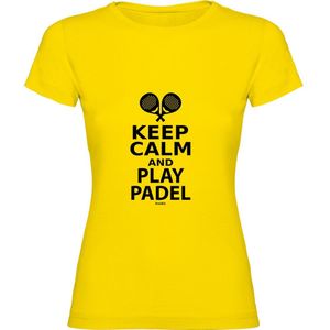 Kruskis Keep Calm And Play Padel Short Sleeve T-shirt Geel L Vrouw