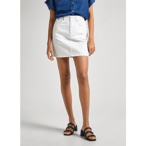 Pepe Jeans Mini Coated High Waist Skirt Beige L Vrouw