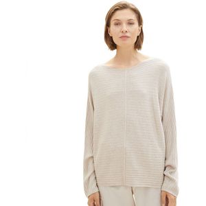 Tom Tailor 1037737 Knit Structured Batwing Sweater Beige XS Vrouw