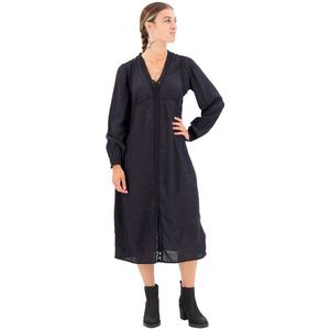Superdry Lace Trim Long Sleeve Midi Dress Zwart XL Vrouw