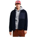 Gantvoor mannen. 2015077 Omkeerbare fleece voering met marine rits (S), Casual, Gerecycled polyester, Duurzaam, Marineblauw