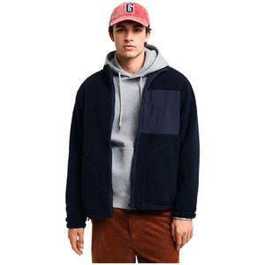 Gantvoor mannen. 2015077 Omkeerbare fleece voering met marine rits (S), Casual, Gerecycled polyester, Duurzaam, Marineblauw