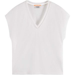 Scotch & Soda Ladder Detail Loose Fit Mouwloze V-hals T-shirt