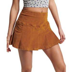 Superdry Vintage Cord Pleat Mini Skirt Bruin 2XS Vrouw