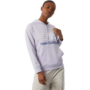 New Balance Essentials Stacked Logo Oversized Hoodie Paars XS Vrouw