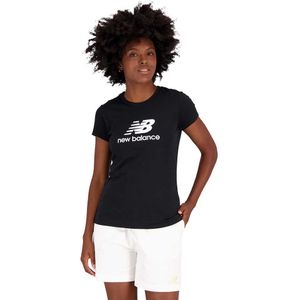 New Balance Essentials Stacked Logo Short Sleeve T-shirt Zwart S Vrouw