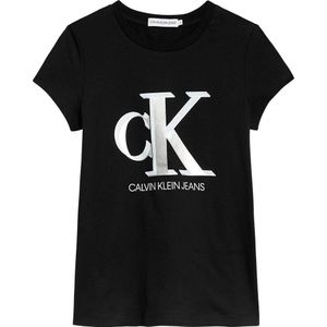 Calvin Klein Underwear Contrast Monogram Slim Short Sleeve T-shirt Zwart 10 Years Meisje