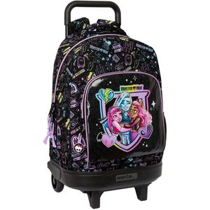 Safta Compact With Trolley Wheels Monster High Backpack Zwart
