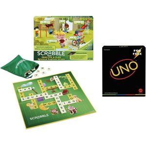 Mattel Games Scrabble Practice & Play Board + Uno Minimalist Free Board Board Game Veelkleurig