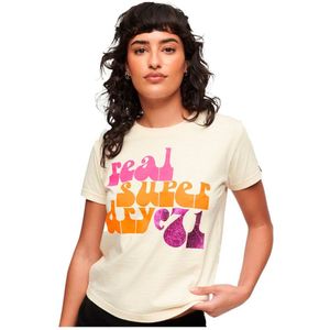 Superdry 70´s Retro Font Graphic Short Sleeve T-shirt Wit S Vrouw