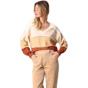 Deeluxe - Lodina - Trui - V-hals - Dames - Breed Gestreept Design