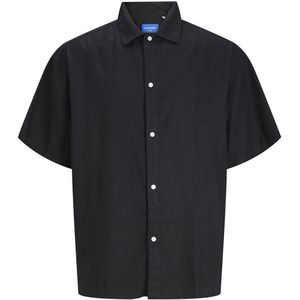 Jack & Jones Faro Linen Oversized Short Sleeve Shirt Zwart 2XL Man