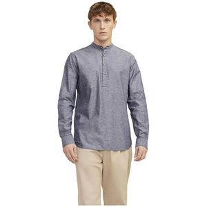 Jack & Jones Summer Half Placket Linen Overhemd Met Lange Mouwen