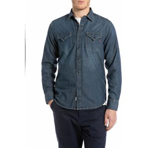 Replay - Jeansoverhemd - Regular Fit - Katoen - Met Borstzakken en Labelstitching