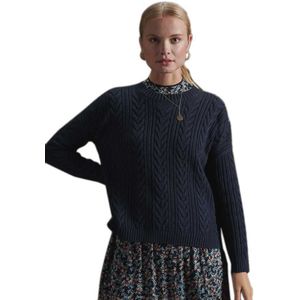 Superdry Dropped Shoulder Cable Crew Sweater Blauw XS Vrouw
