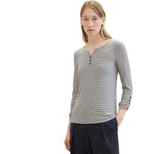 Tom Tailor Striped Henley T-shirt Met Korte Mouwen