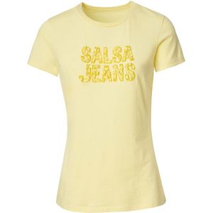 Salsa Jeans Sequin Logo Short Sleeve T-shirt Geel XS Vrouw