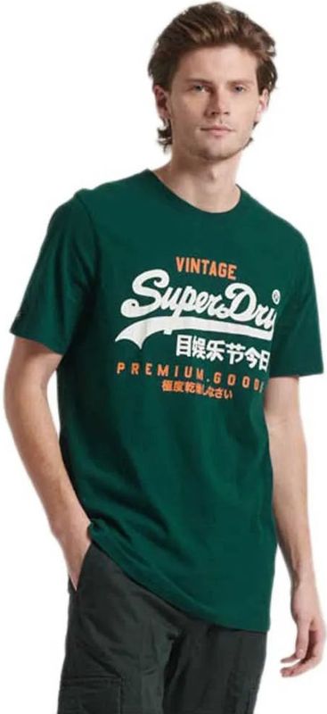 Superdry - M1011747A - T-shirt - Groen - Katoen - Korte Mouwen