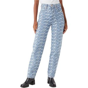 Wrangler 112343598 Mom Straight Fit Spijkerbroek Blauw Vrouw