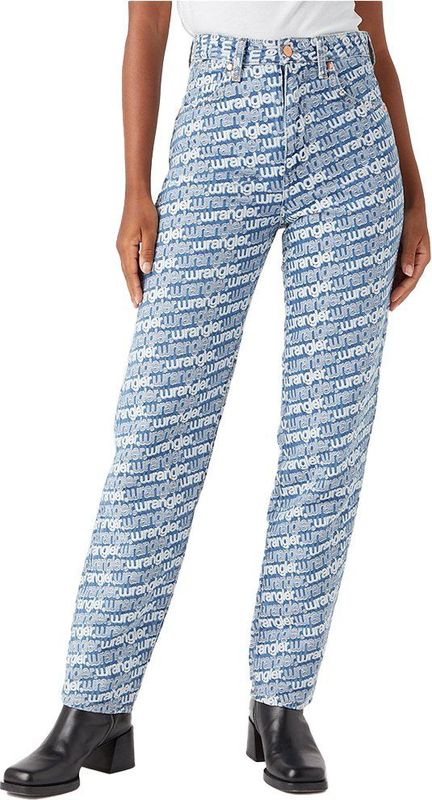 Wrangler 112343598 Mom Straight Fit Spijkerbroek Blauw Vrouw