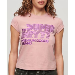 Superdry Retro Glitter Logo Cap Short Sleeve T-shirt Roze S Vrouw