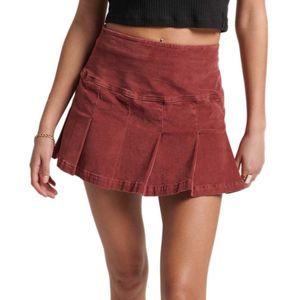 Superdry Vintage Cord Pleat Mini Skirt Rood L Vrouw