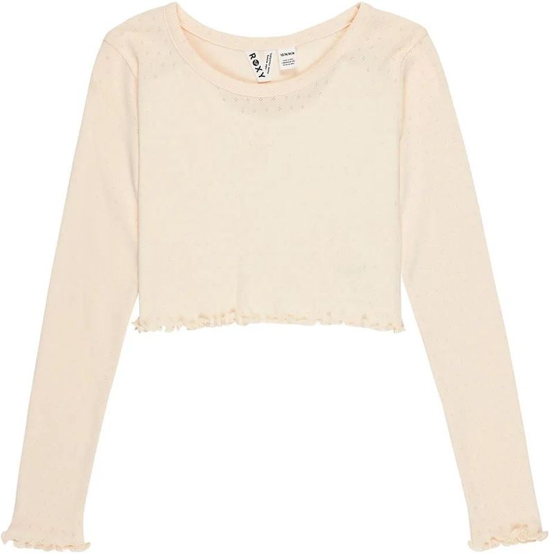 Roxy - Hey Yeah Yeah Pointelle - Kort Slimfit T-shirt - Lange Mouw - Meisjes 4-16