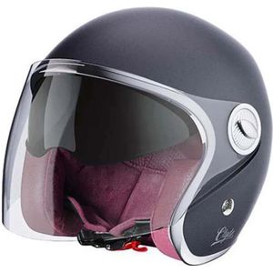 Vintage Helm - Zwart - Leer/Suède - ECE 2206 Goedgekeurd