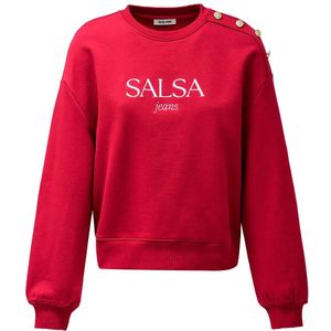 Salsa Jeans - Sweatshirt - Rood - Regular Fit - Lange Mouwen - Ronde Halslijn