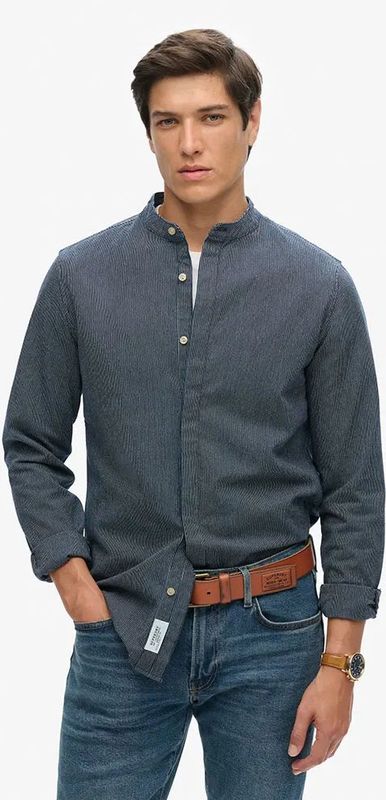 Merchant Store - Indigo Grandad Shirt - Blauw - Biologisch Katoen