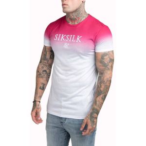 Siksilk High Fade Embroidery Gym Short Sleeve T-shirt Roze L Man