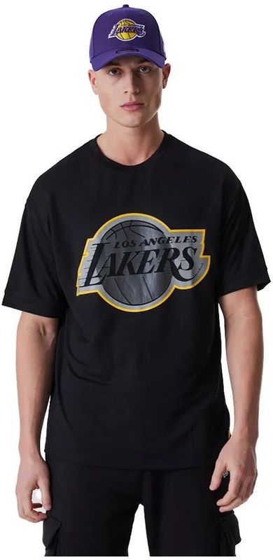 New Era - T-shirt - Los Angeles Lakers OS Outline Mesh - 95% Katoen - Teamlogo