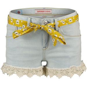 Superdry Lace Hot Denim Shorts Wit 26 Vrouw