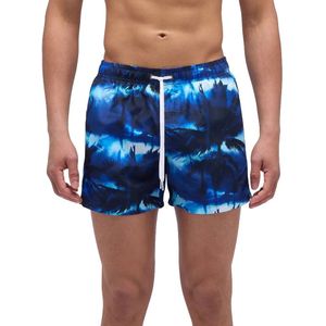 Sundek Elastic Waist In Recycled Polyester With Dark Stroms Print Zwembroek